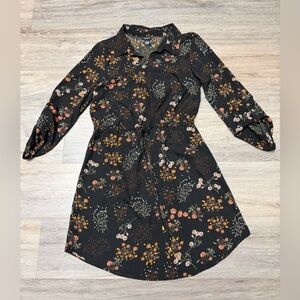 Rue 21 Floral Black 3/4 Length Sleeve Dress